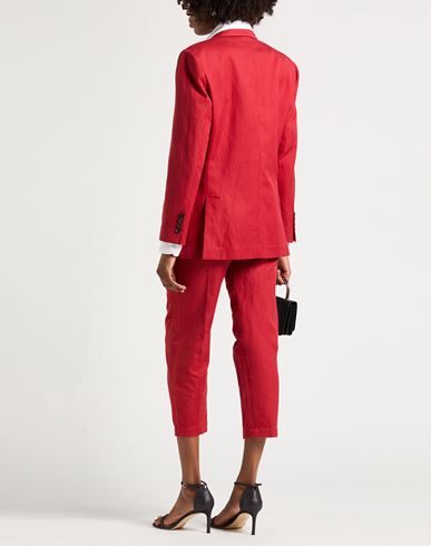 Woman Blazer Red Size 6 Cotton, Linen