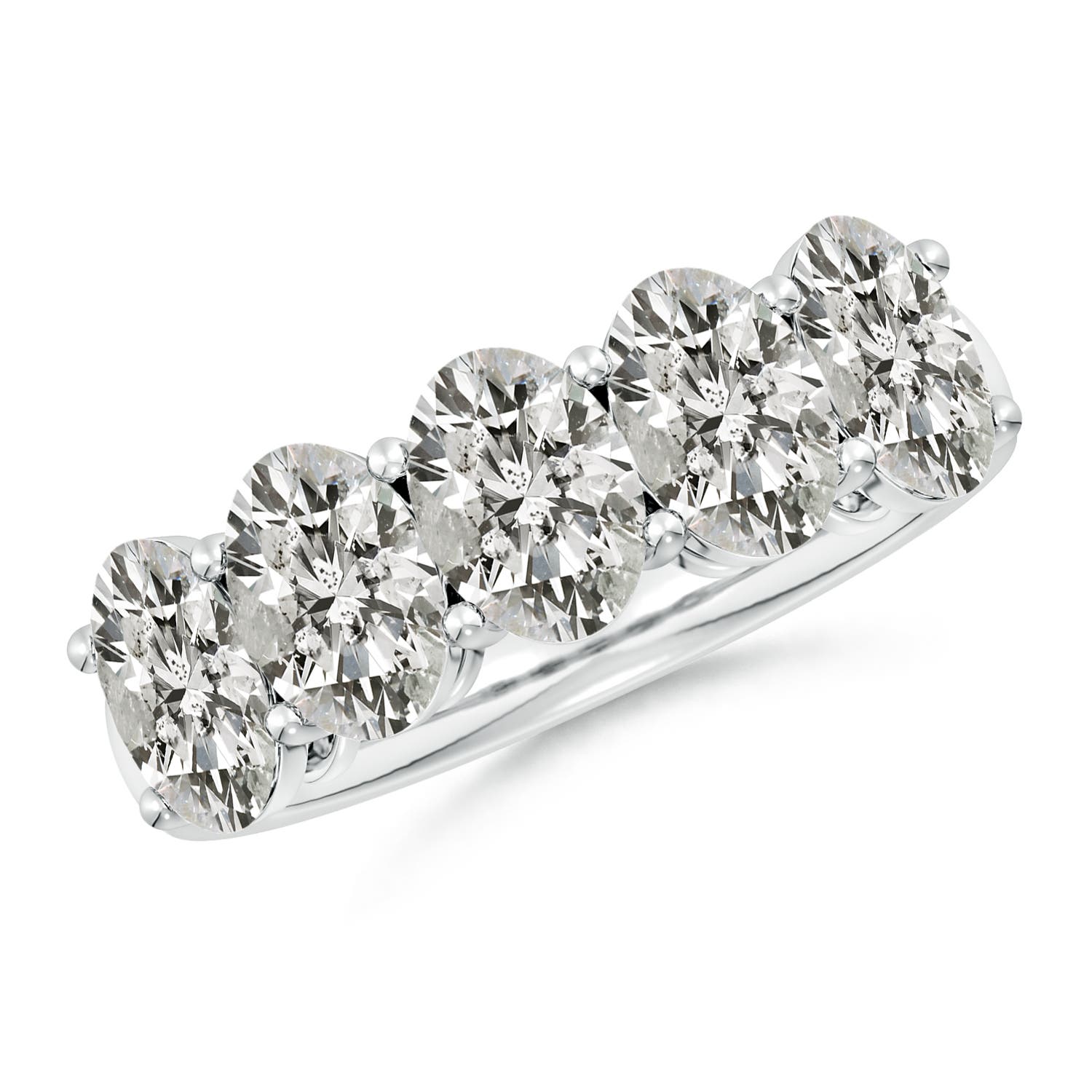 Angara 3.8 Carats Prong-Set Oval Diamond Five Stone Wedding Ring in Silver