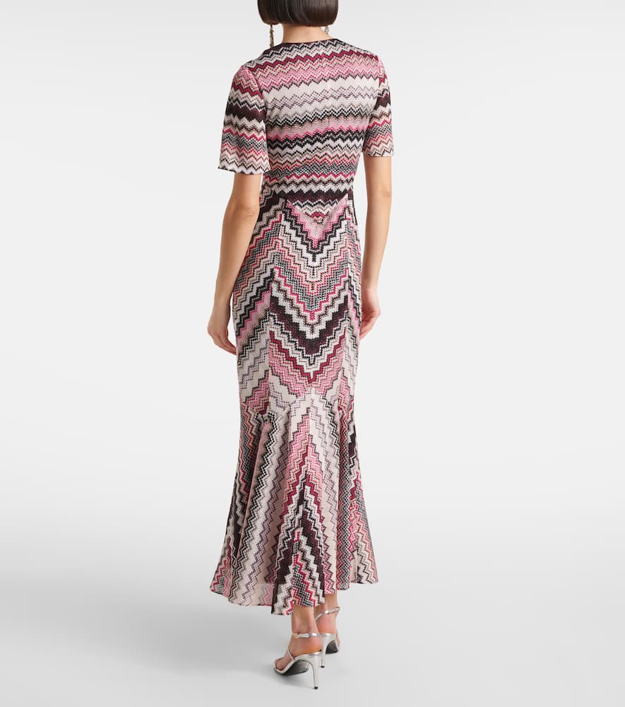 Zigzag lamé midi dress