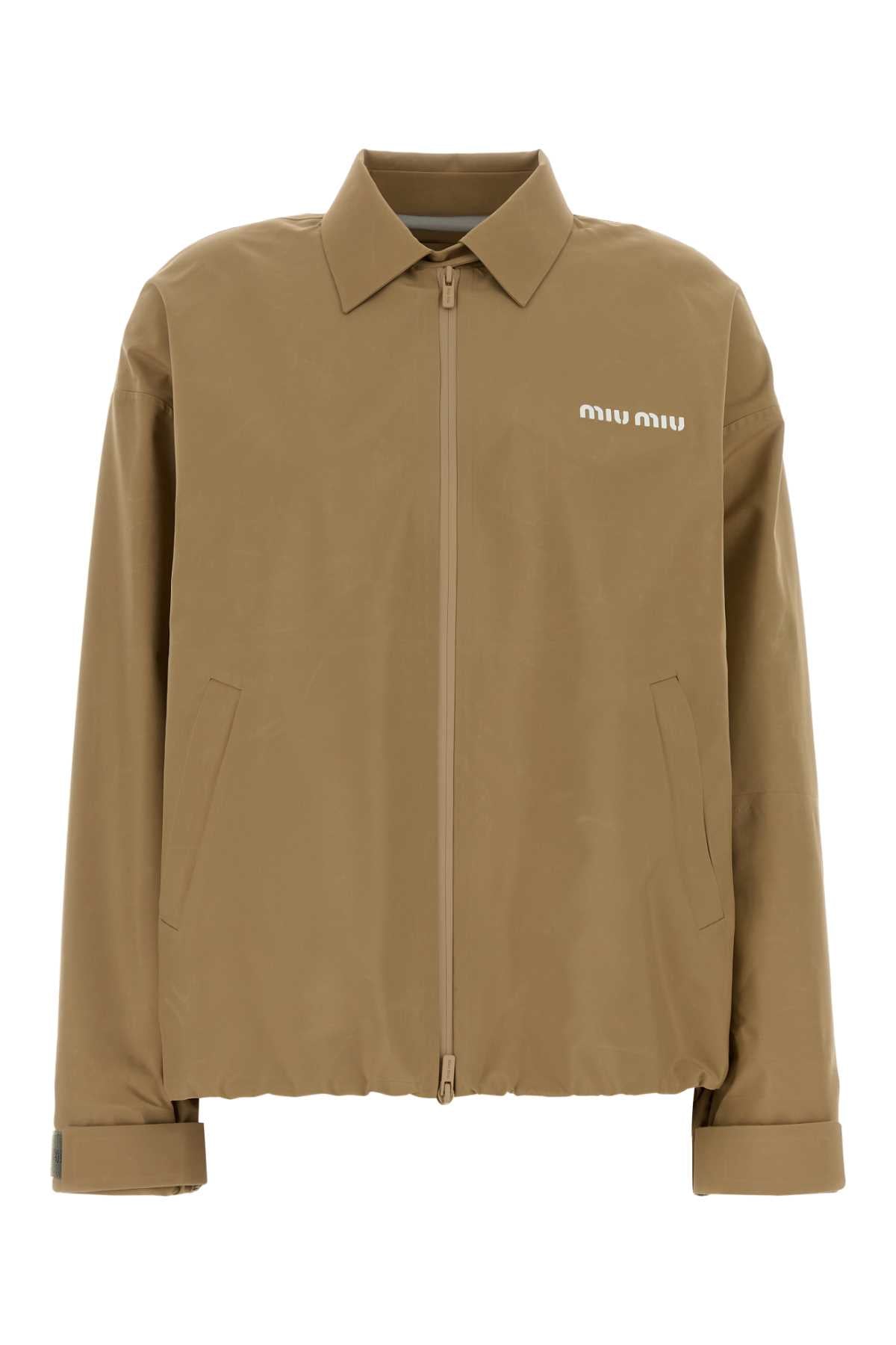 Recycled Polyester Windbreaker Jacket — Beige