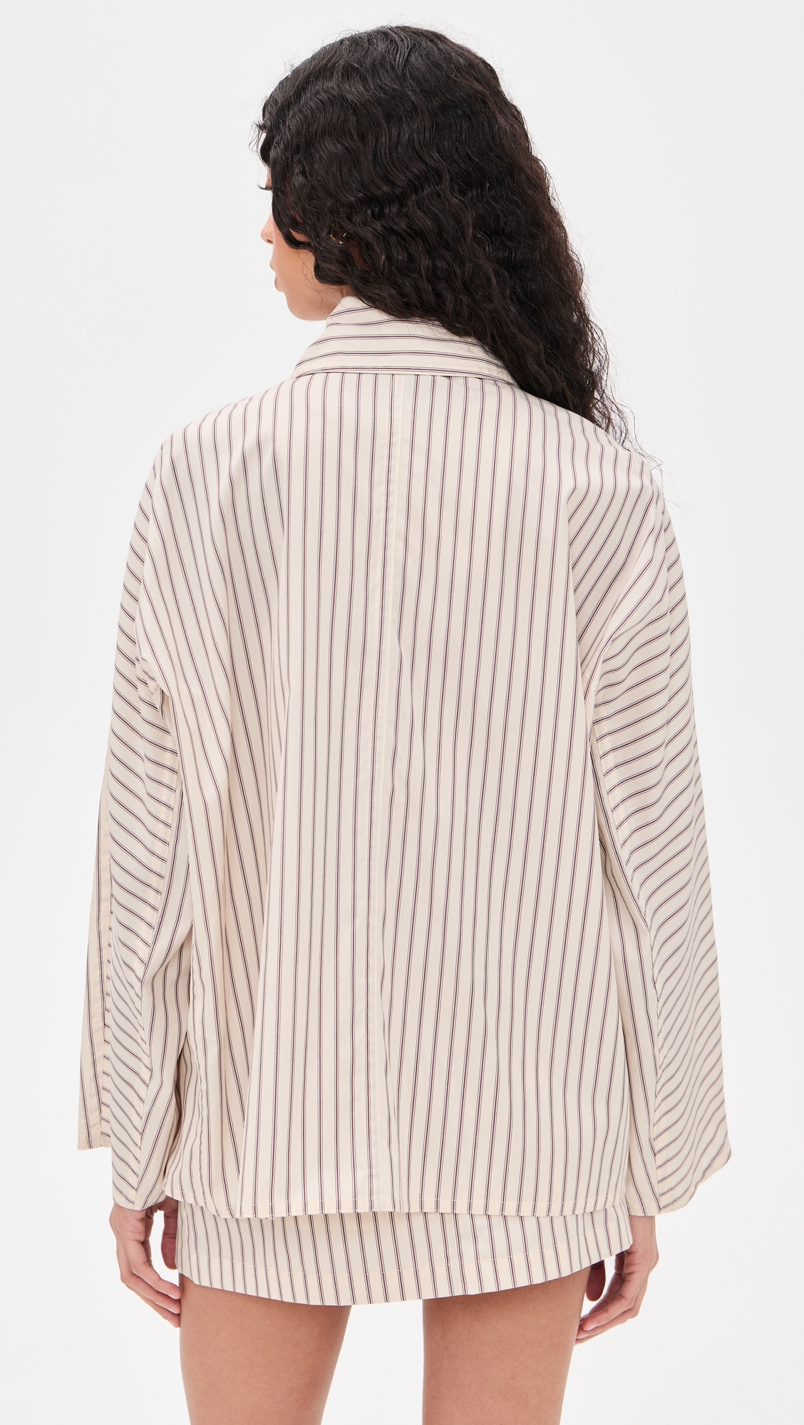 Gayle Striped Cropped Trench Red Stripe