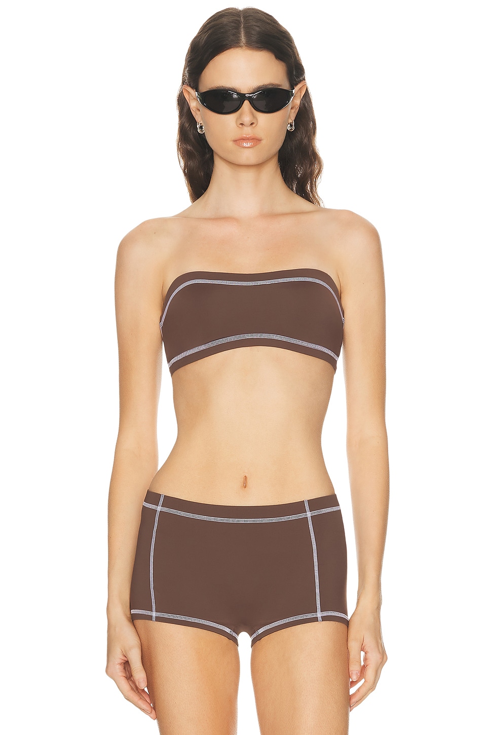 Staud Sara Bikini Top in Java - Brown. XS also in