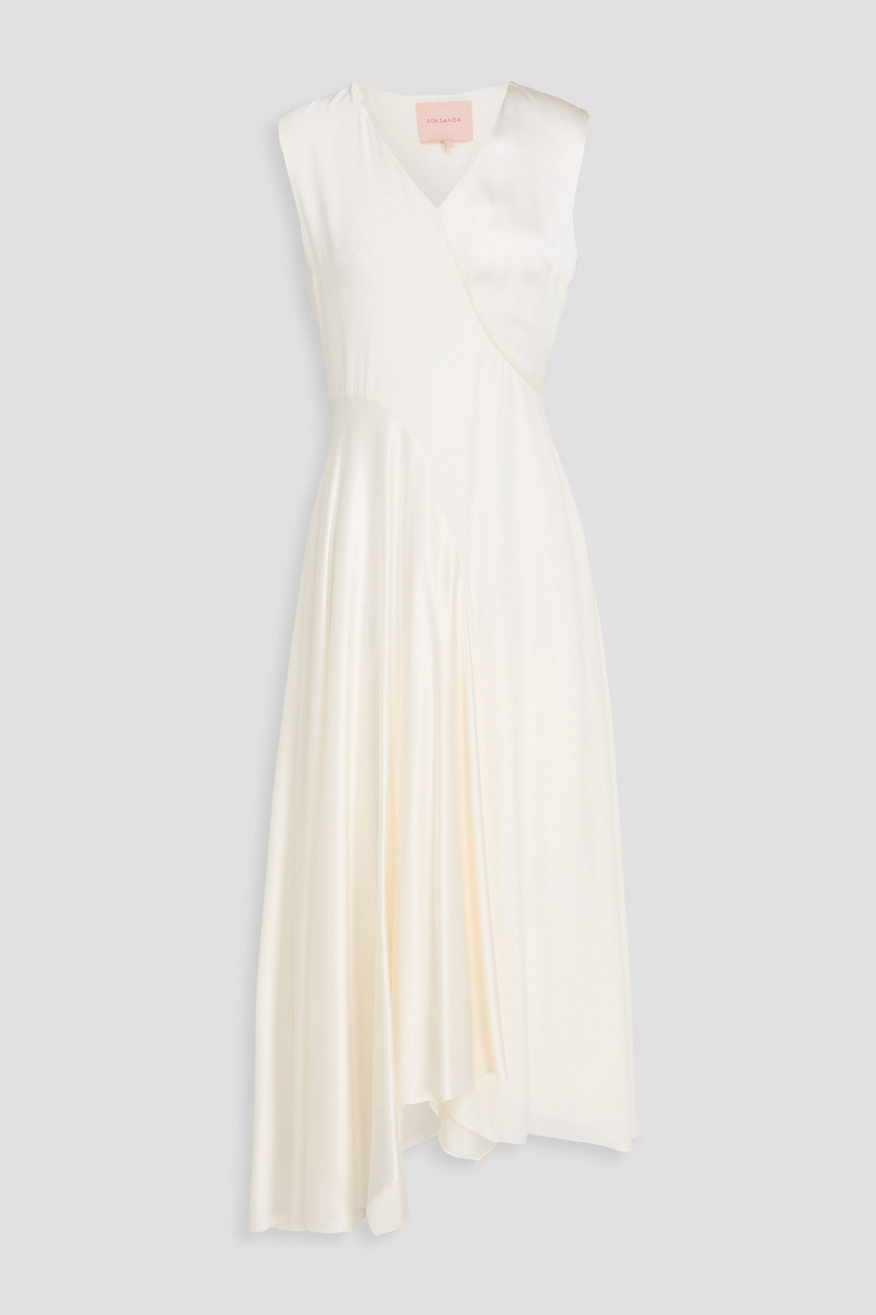 Miral asymmetric silk crepe de chine and satin midi dress - White - UK/AU 6