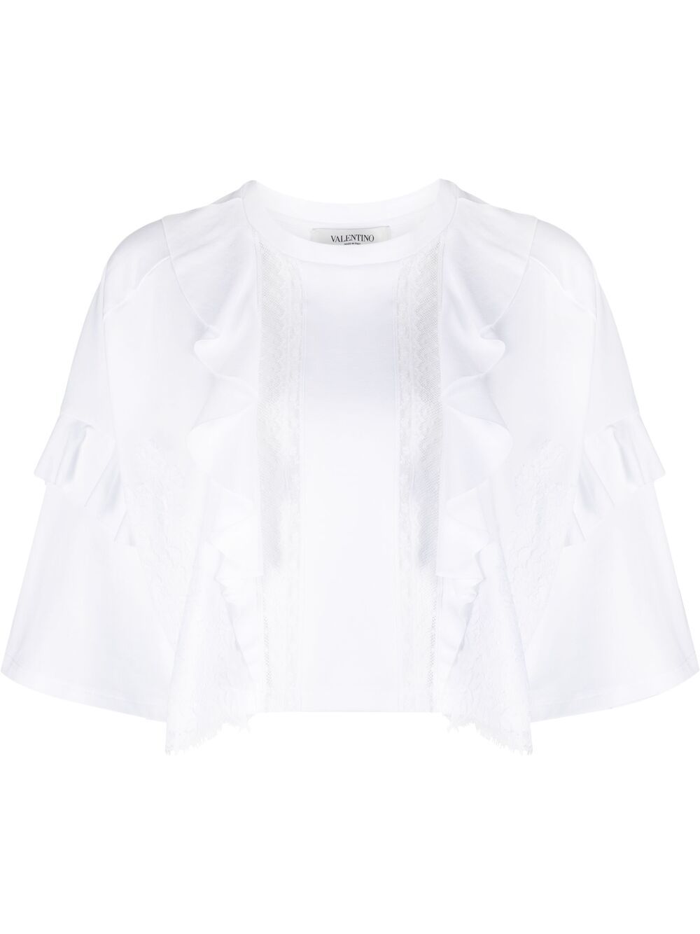 Valentino Garavani lace panel cropped T-shirt - White