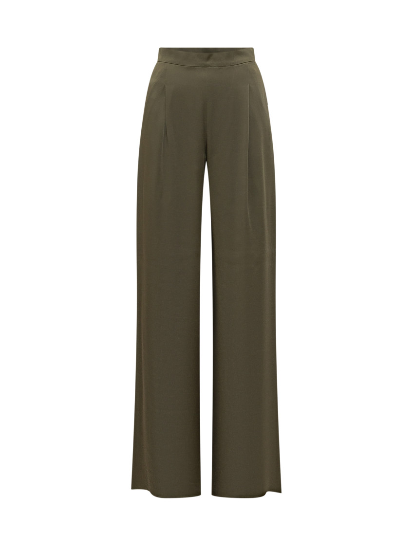 Green Relaxed Flat Front Pants
