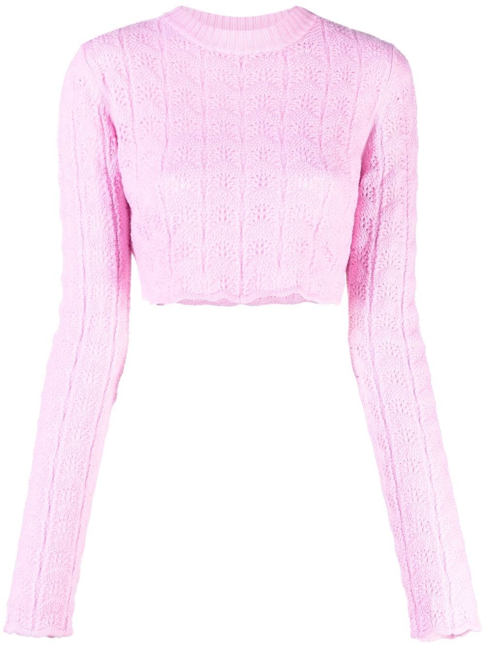 Pointelle-knit cropped jumper - Pink