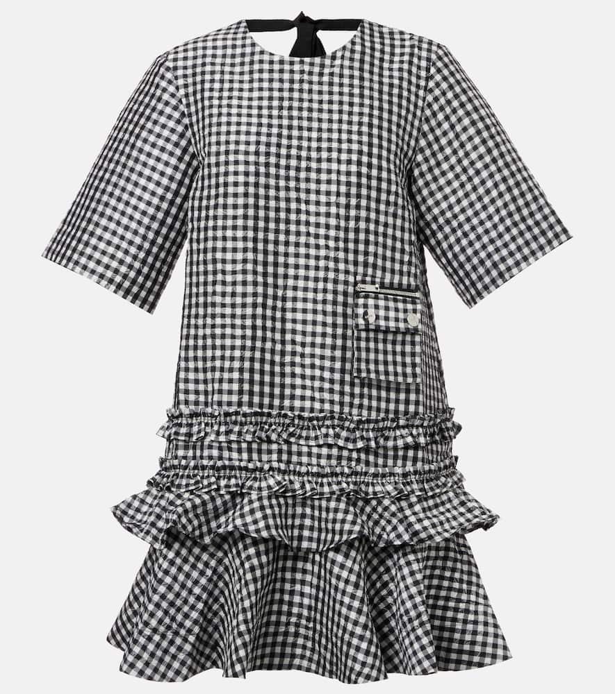 Gingham ruffled minidress