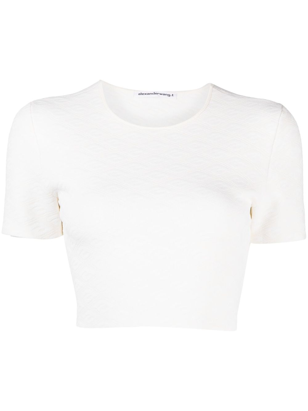 Monogram-jacquard cropped T-shirt - White