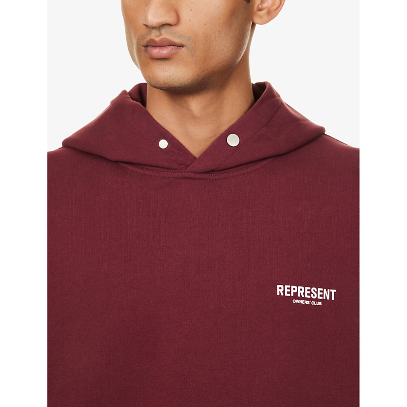 Mens Maroon Owners' Club Graphic-print Relaxed-fit Cotton-jersey Hoody