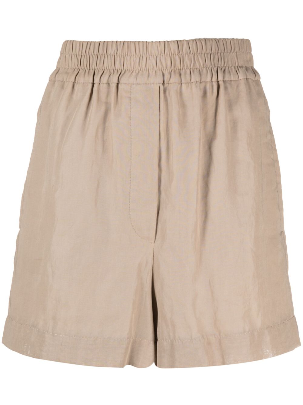 Elasticated-waist cotton shorts - Neutrals