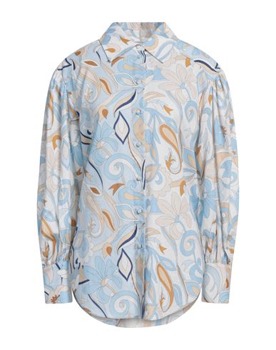 Herzensangelegenheit Woman Shirt Sky blue Size 6 Linen, Viscose
