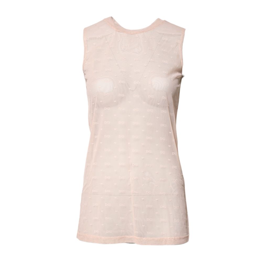 Logo-Embroidered Nylon Tank Top — Beige