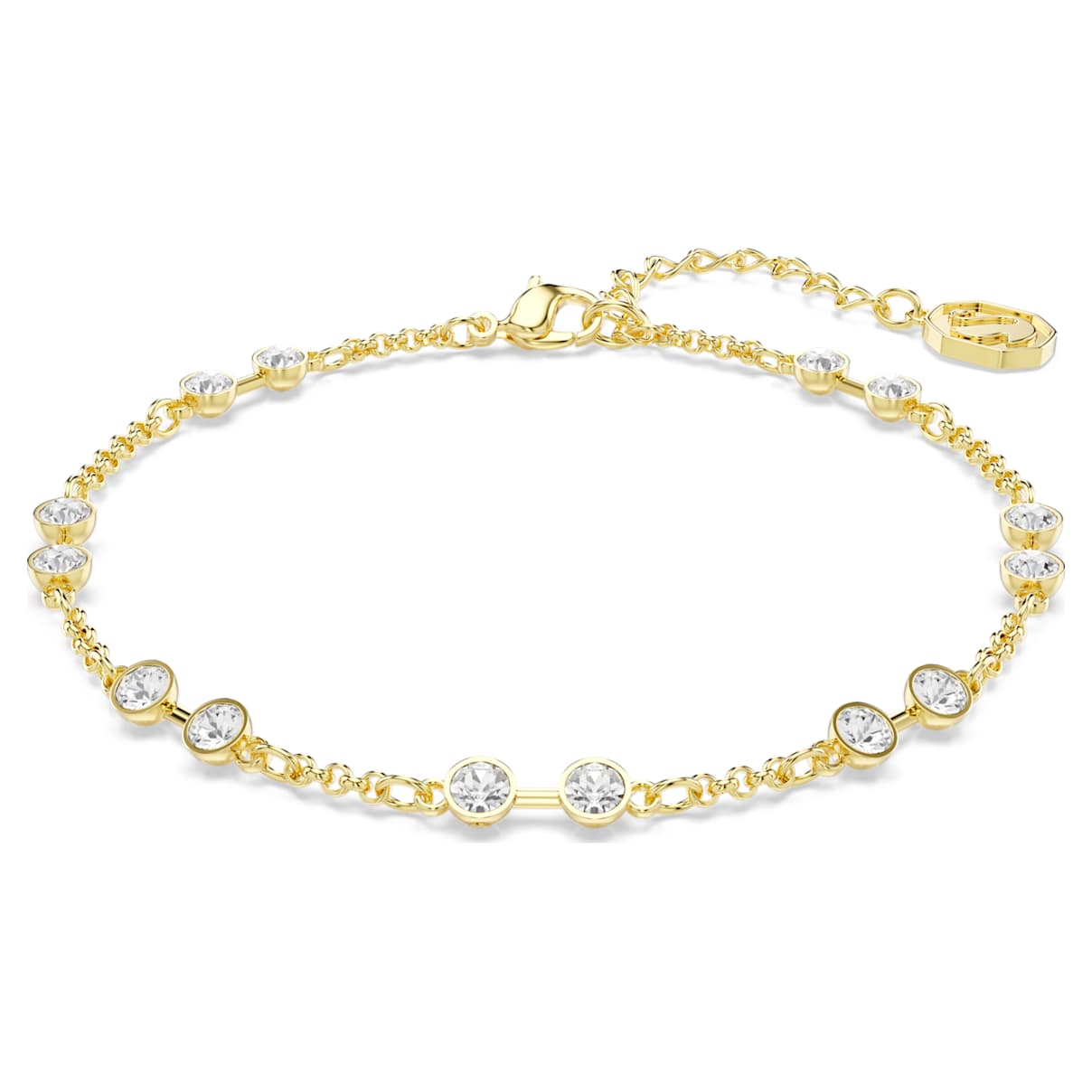 Remix Collection strand, Round cut, White, 18K gold finish