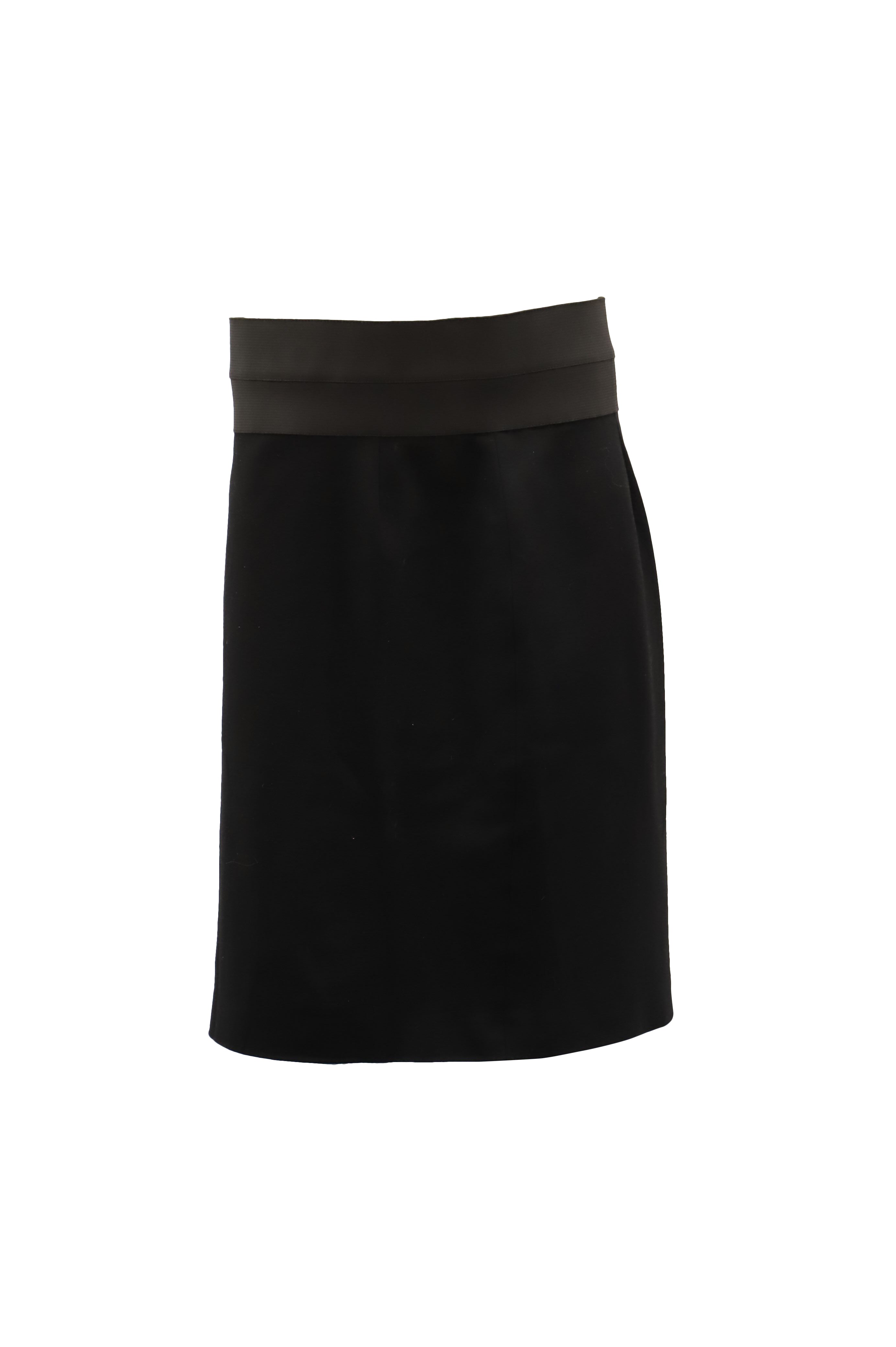 High-Waist Pencil Skirt in Black Viscose