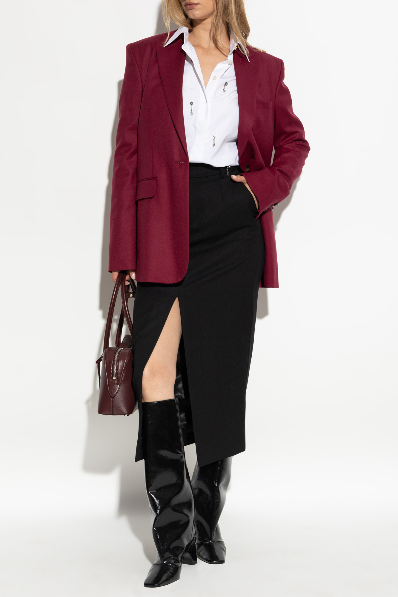 Wool Blazer, Women's, Burgundy
