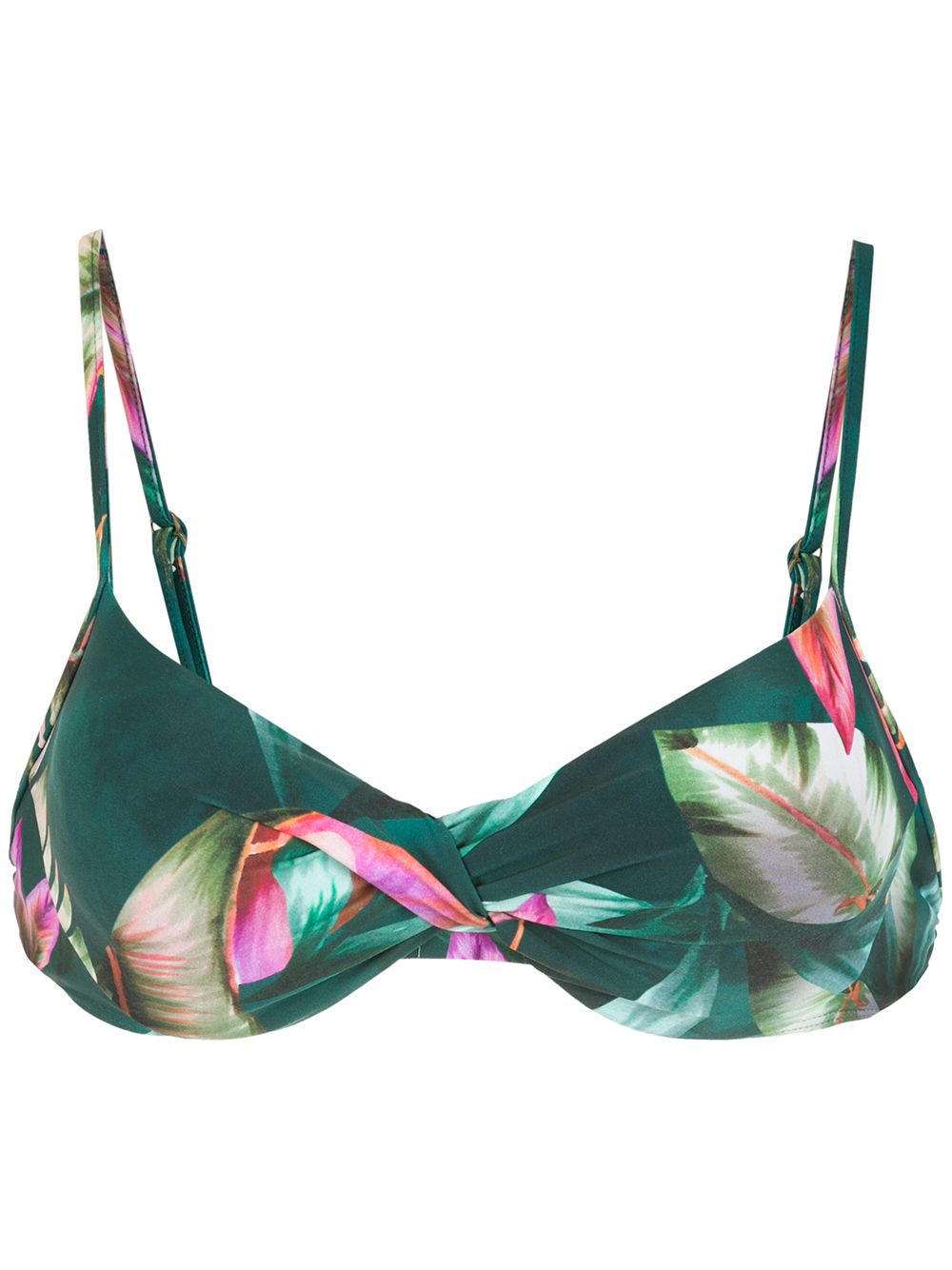 Fiji leaf-print bikini top - Green