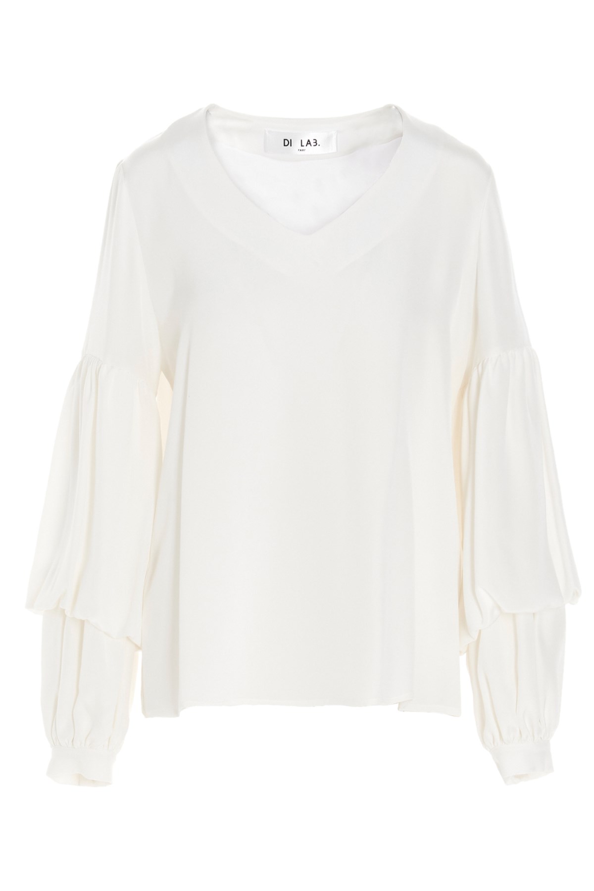 DI. LA3 PARI' Puff-Sleeve Silk Shirt