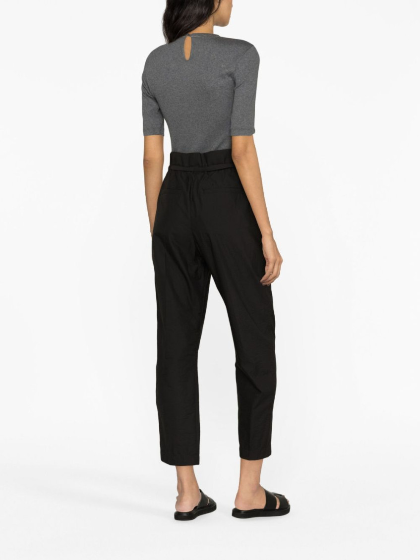 Monili-trim stretch-cotton T-shirt - Grey