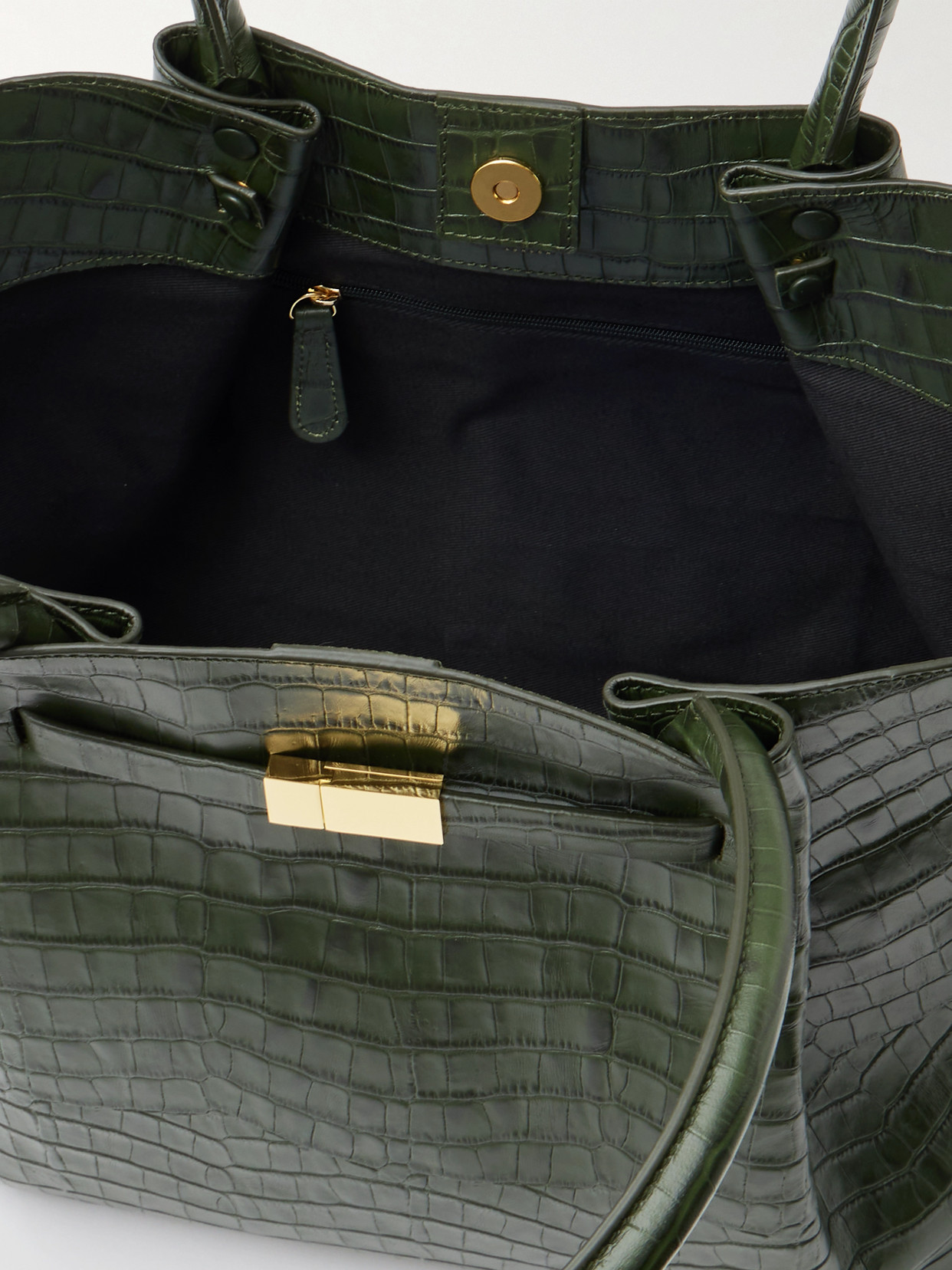 The New York Large Croc-effect Leather Tote - Green