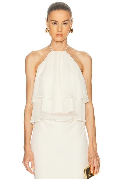 The Sei Ruffle Halter Top in Cream - Cream. 0 also , 4