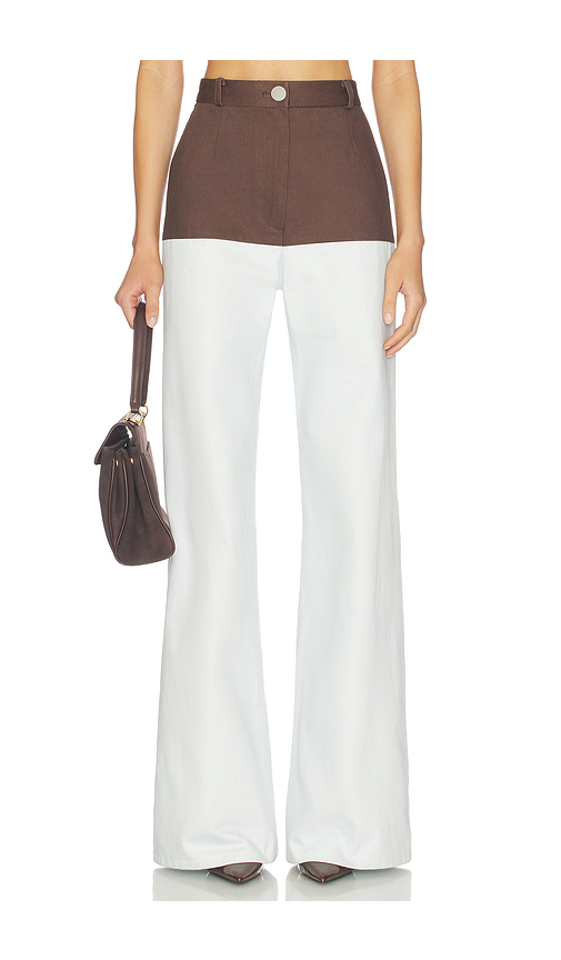 MATTHEW BRUCH High-waist Combo Jeans in Brown,Blue. Größe 0. Also