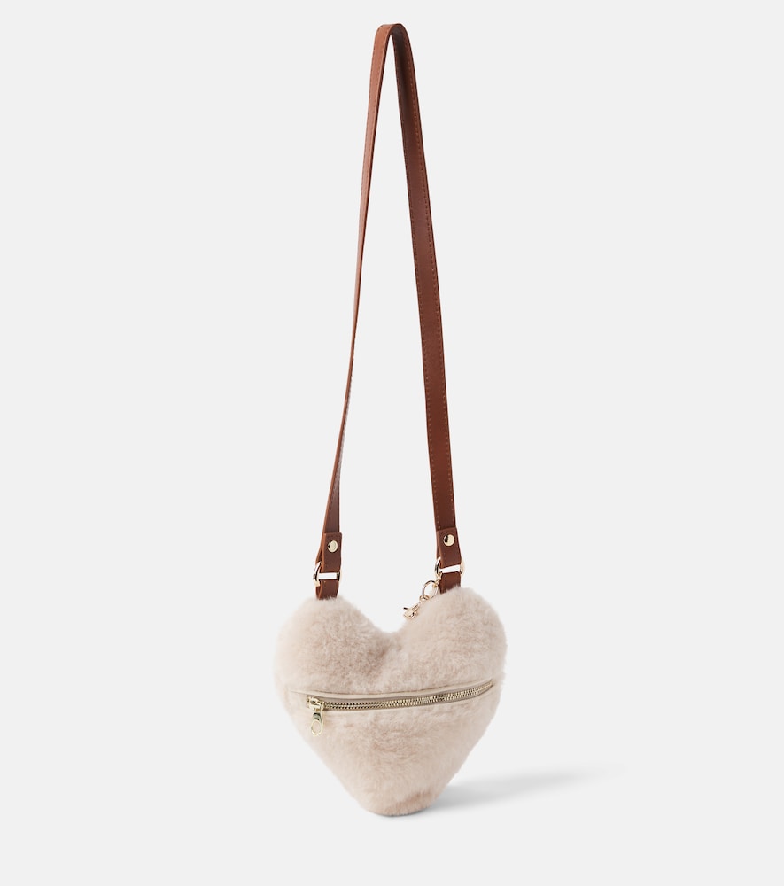 Chloé Kids Heart leather-trimmed crossbody bag