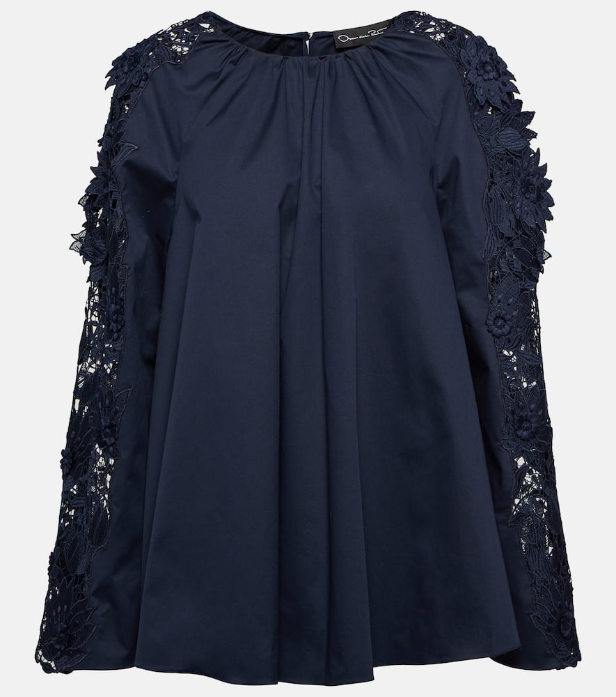 Lace-detail cotton blouse