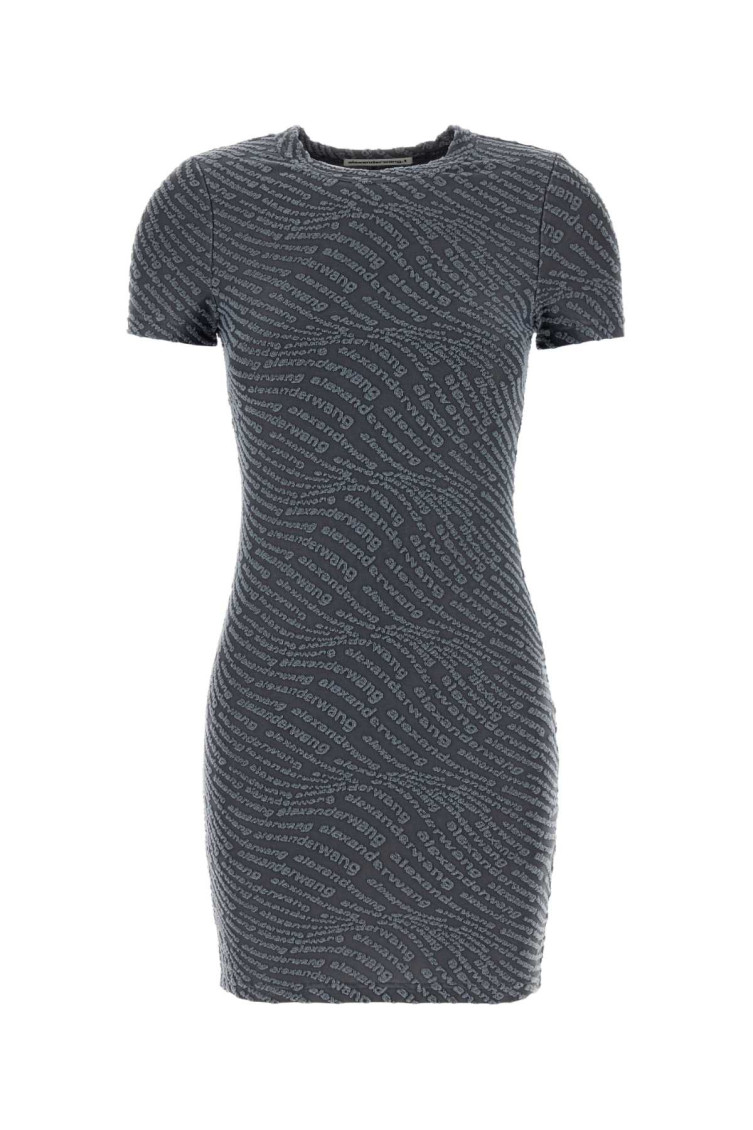 Short-sleeve logo-embossed dress - Blue