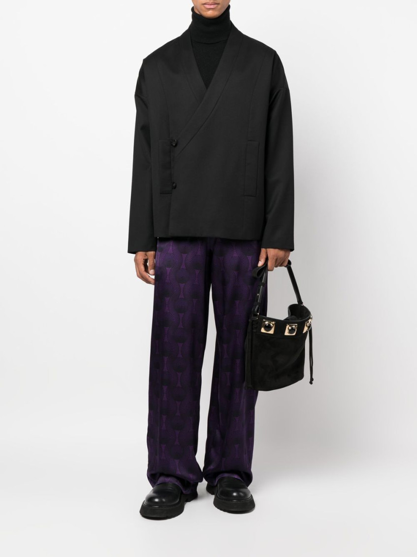 - Elastic Waist Printed Silk Trousers