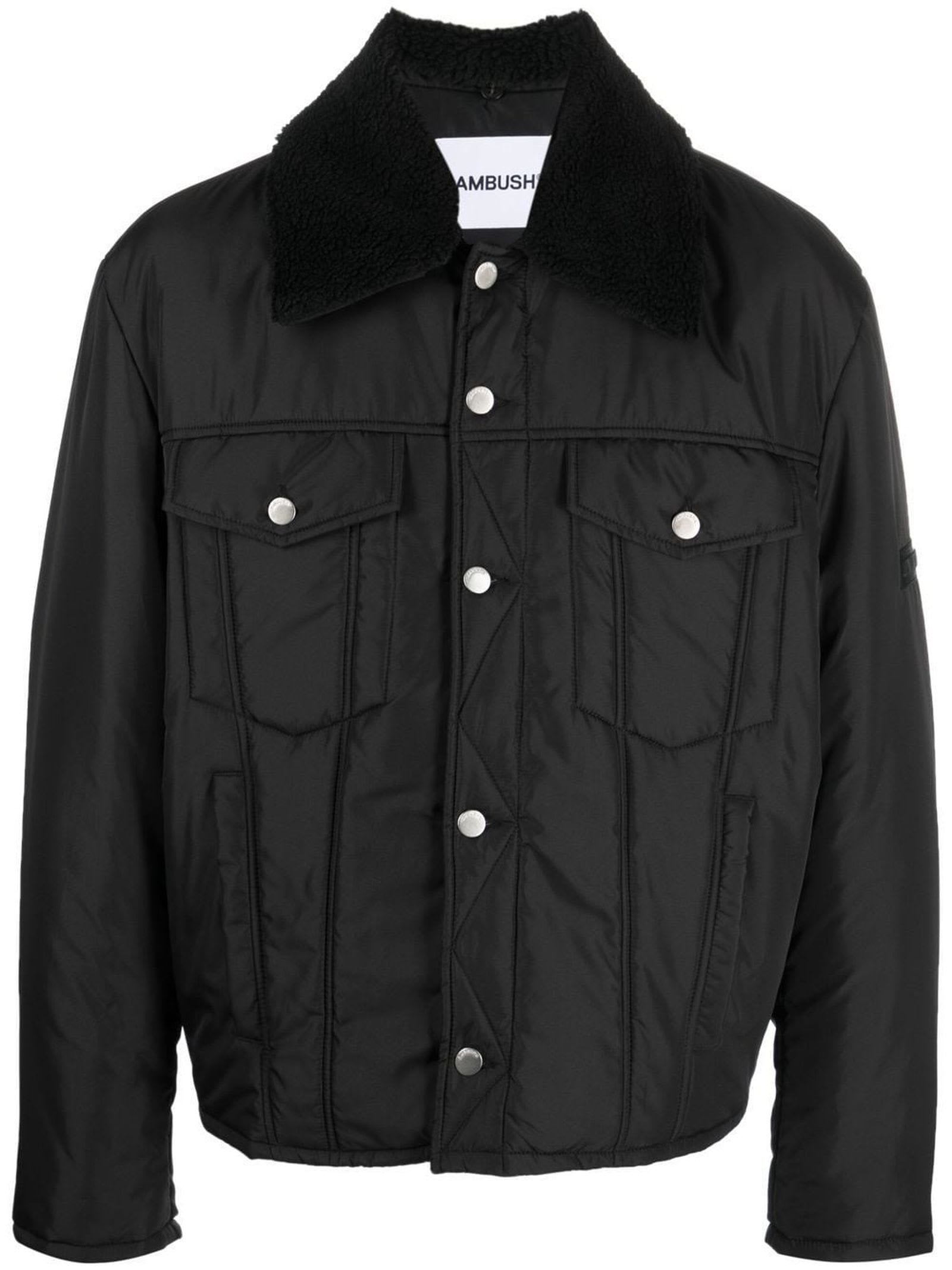 Logo-embossed padded short jacket