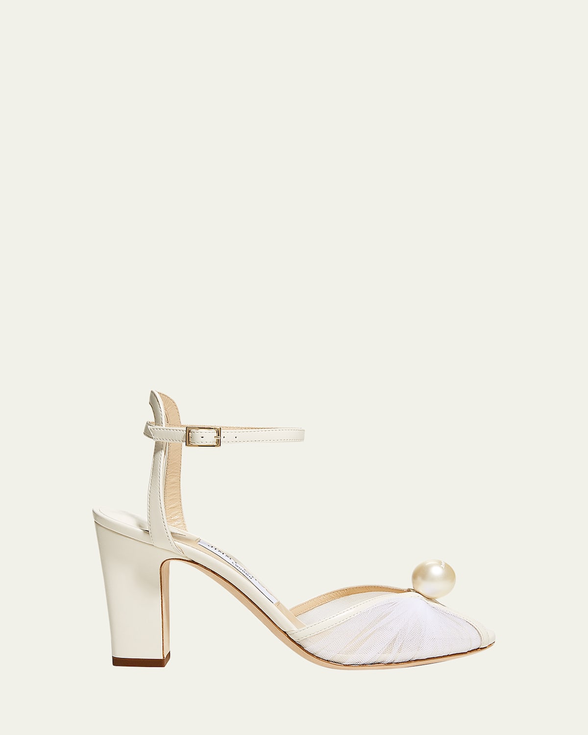 Sacaria Tulle Pearly Ankle-Strap Sandals