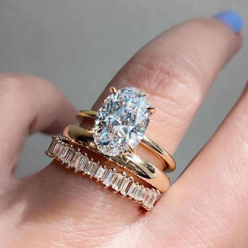 TEMU 3 Elegant Stacked Rings Per Set, Set With Sparkling Artificial Zirconia Engagement/wedding Rings, Banquet Decorations, Luxurious Jewelry