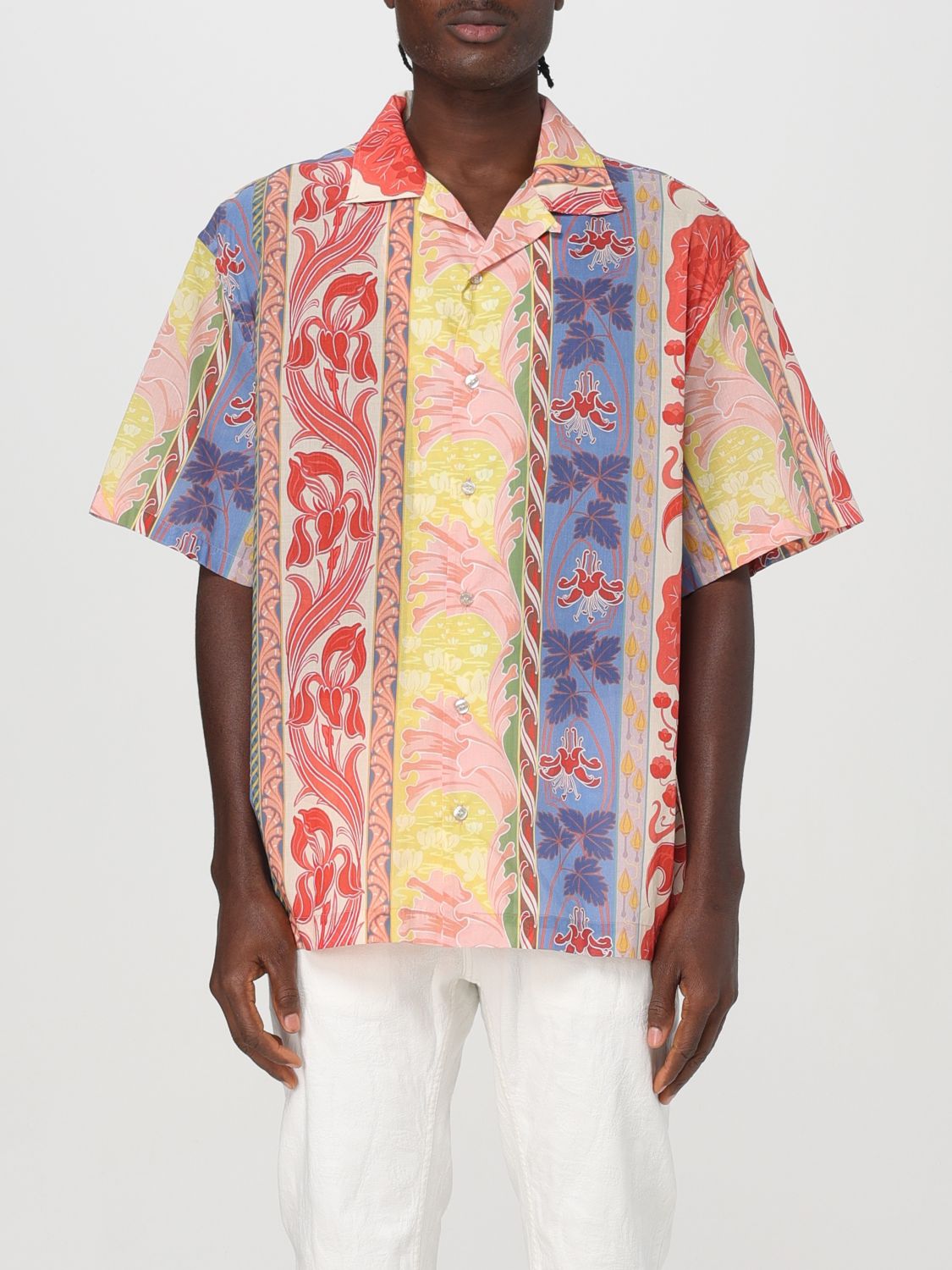 Floral-print bowling shirt - Blue