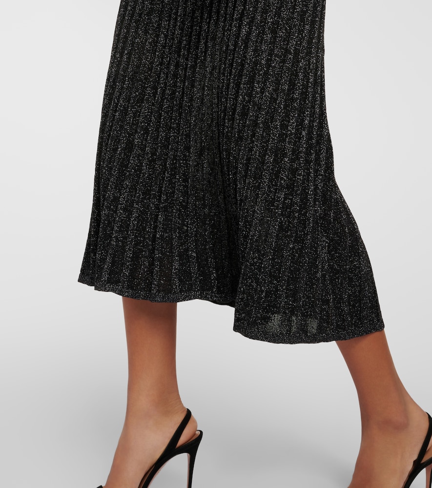 Ribbed-kit Lurex® midi skirt