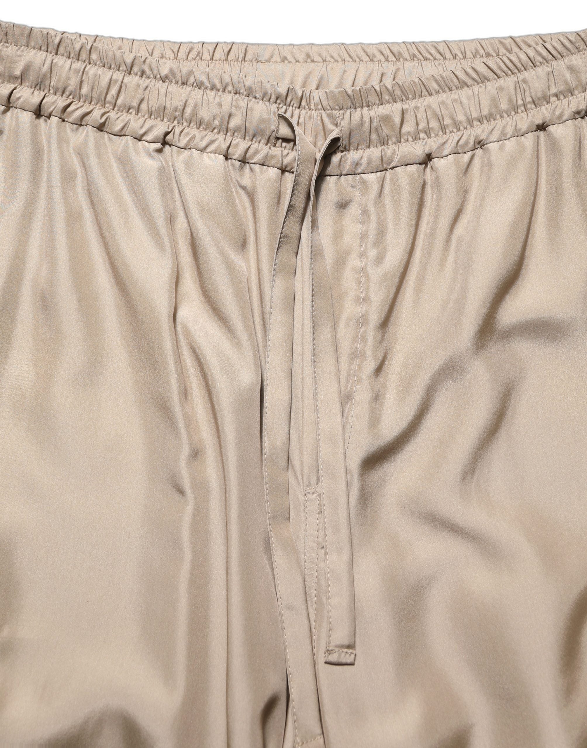 Silk Ruched Cargo Joggers — Brown