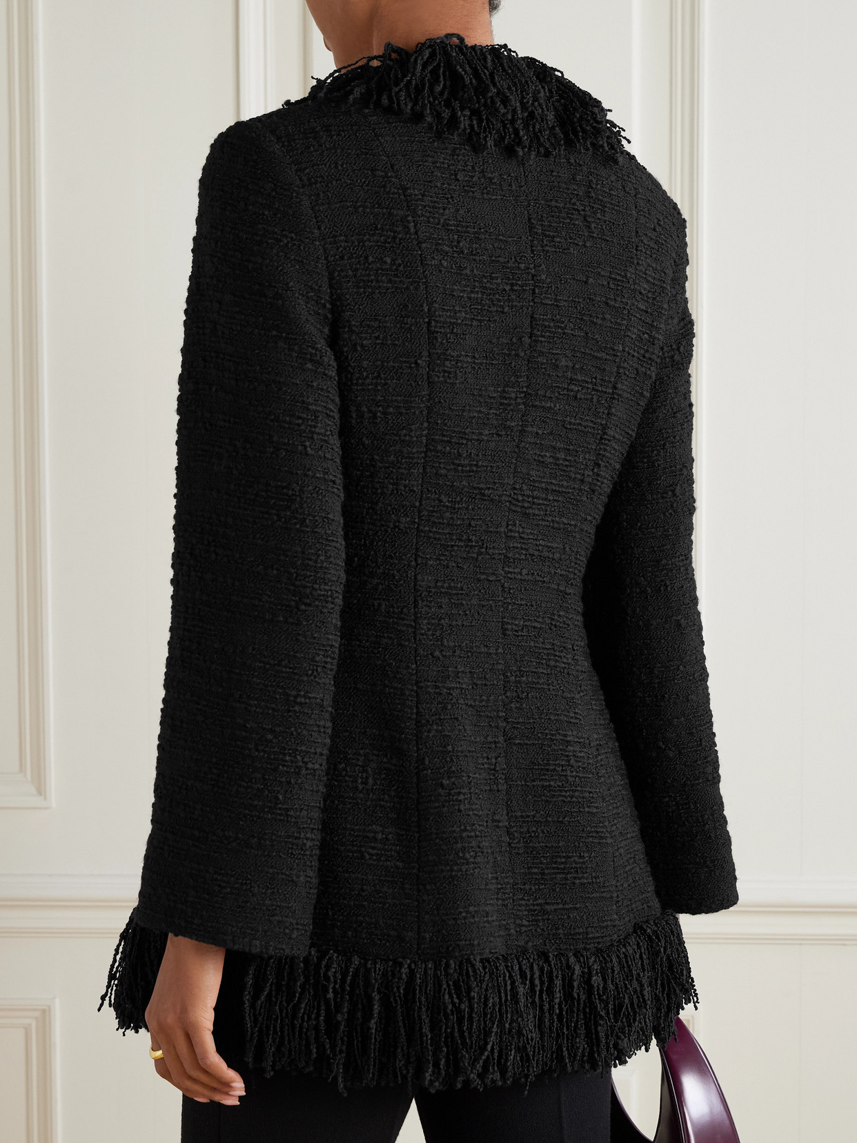 Banker Fringed Wool-blend Bouclé-tweed Jacket - Black