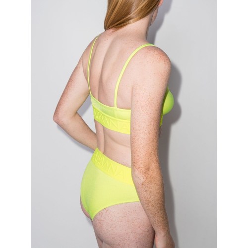 Logo-band high-rise bikini set - Yellow