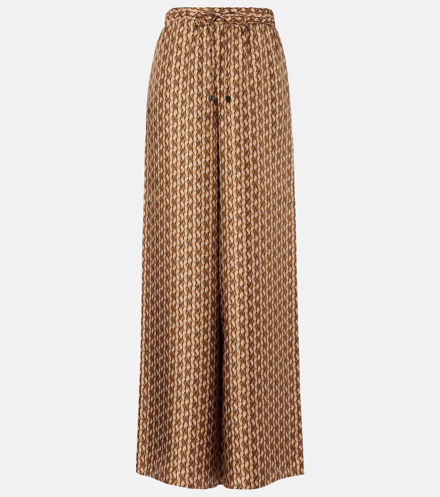 Clarino printed silk twill palazzo pants