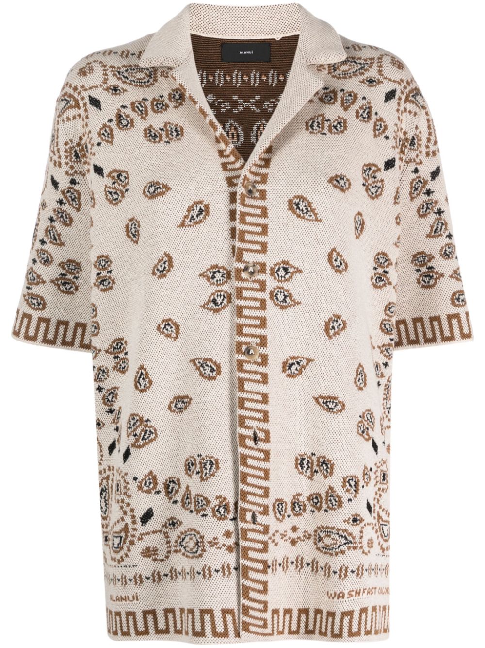 Bandana-jacquard cotton shirt - Neutrals