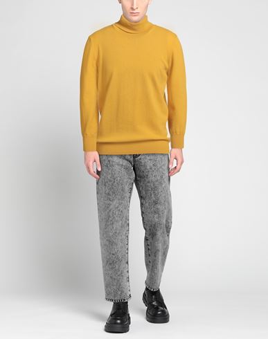 Man Turtleneck Marigold Size XL Cashmere, Merino Wool