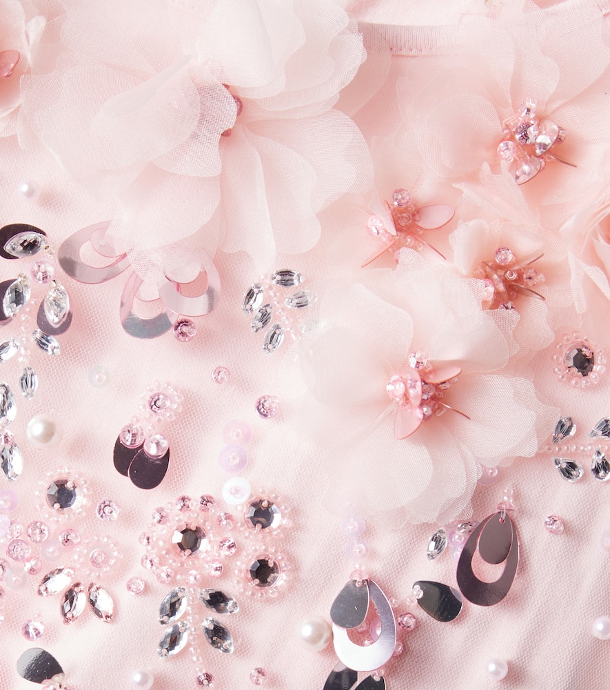 Zahra embellished floral tulle dress