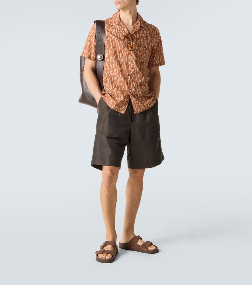 Printed cotton-blend bowling shirt