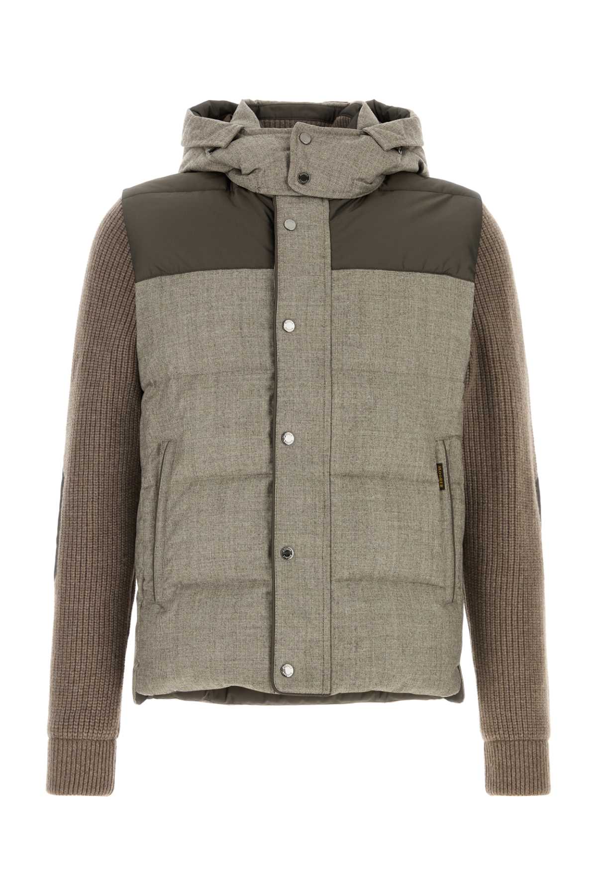 Virgin Wool Block Down Jacket — Beige