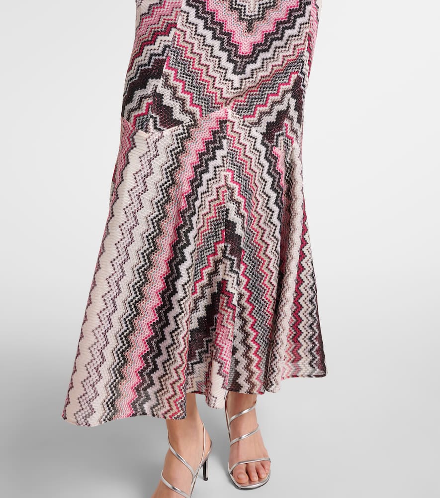 Zigzag lamé midi dress