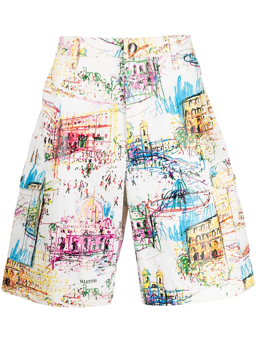 Roman sketches-print Bermuda shorts - White