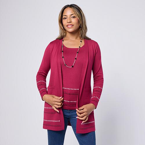 2 PC Set - Cardigan & Tank - Red