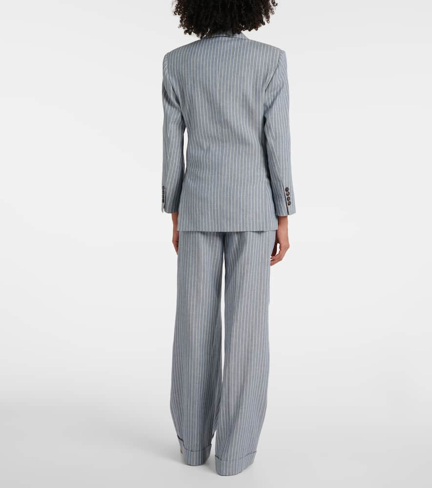 Brunello Cucinelli Pinstripe linen, cotton, and hemp blazer