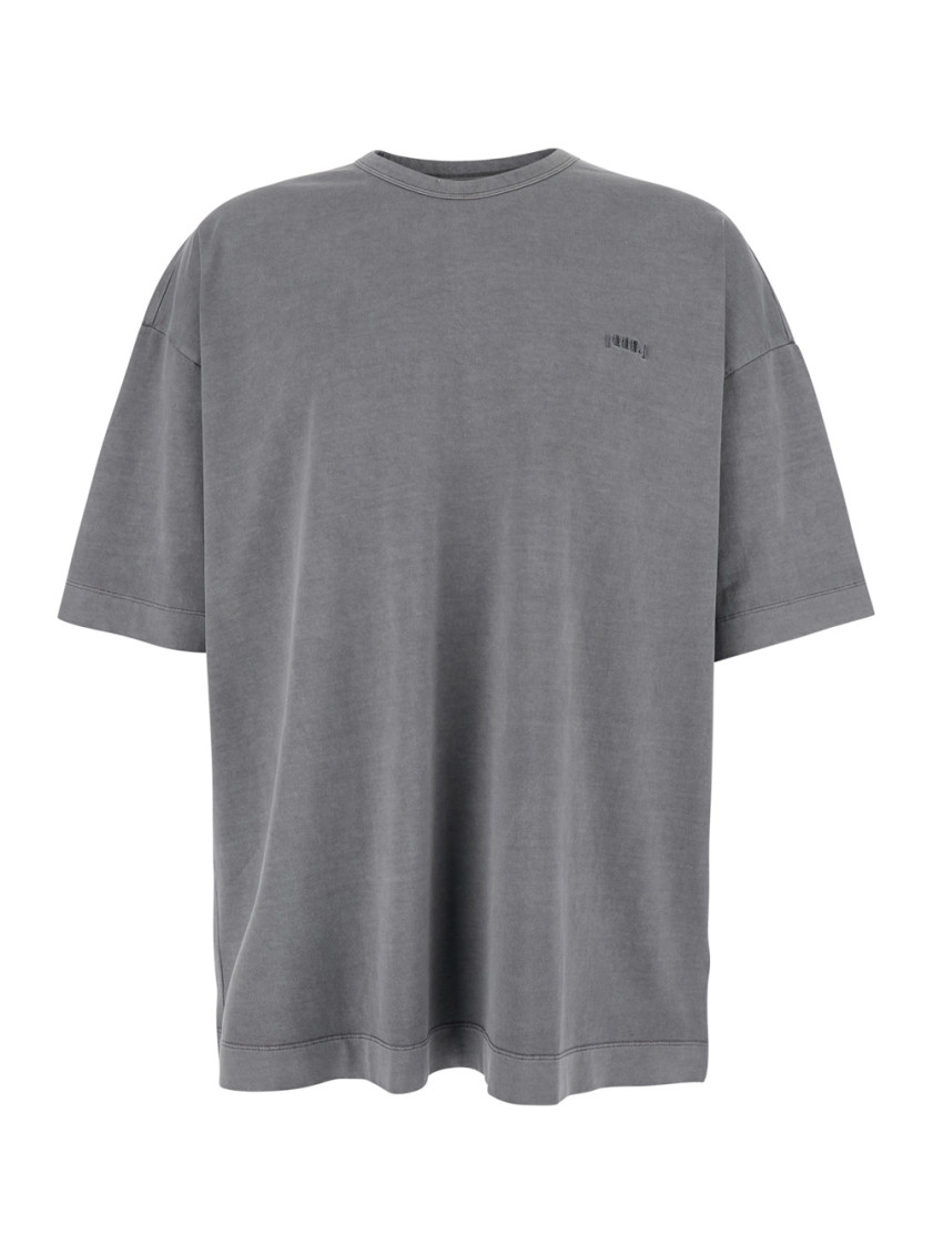 Juun. J Grey T-shirt With Logo Embroidered On The Front And Print On The Back In Cotton Man