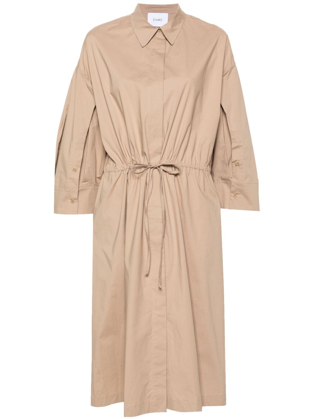 Poplin midi shirt dress - Neutrals