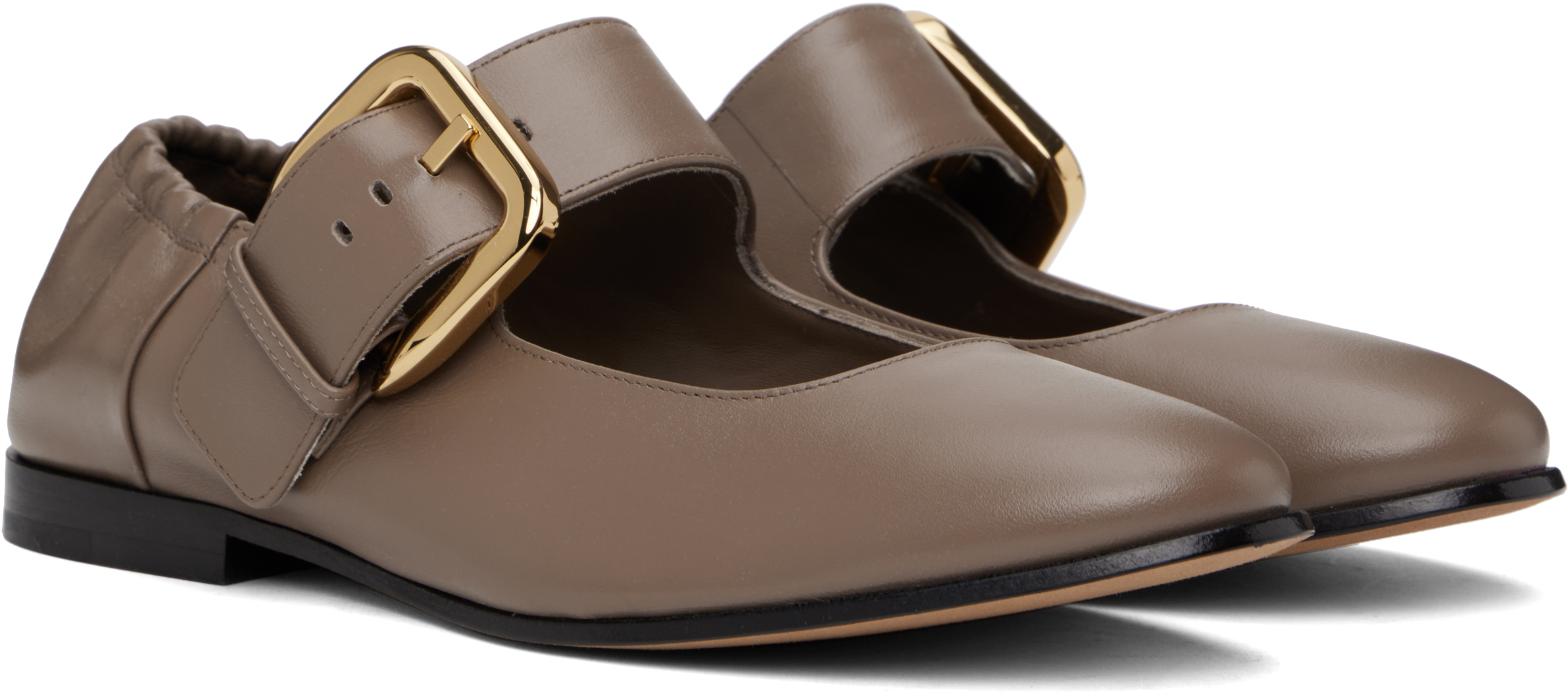 Bottega Veneta Taupe Astaire Mary-Jane Ballerina Flats